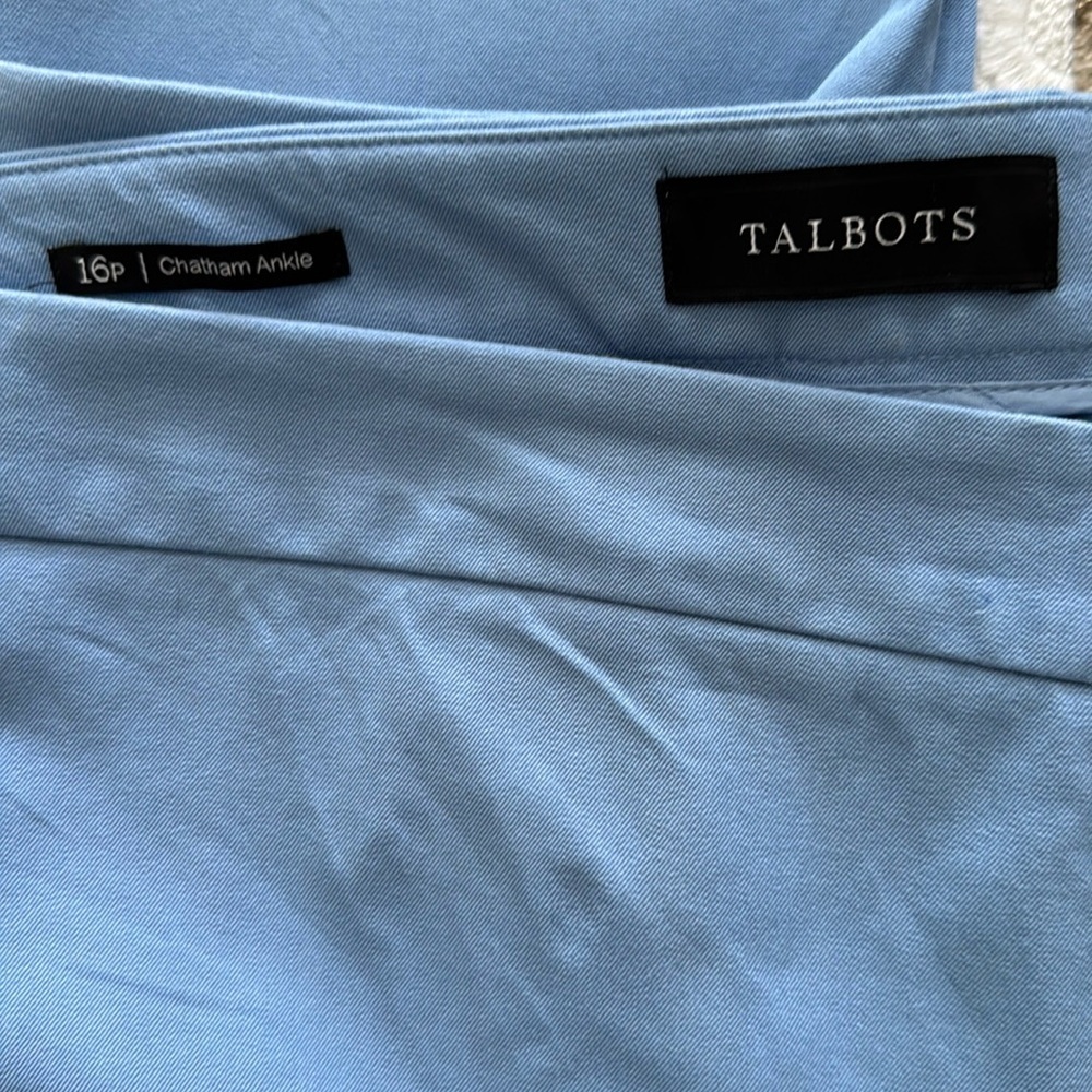 Talbots Chatham Ankle Pants 16P Sky Blue Petite Stretch Career Office NWOT - Picture 3 of 3